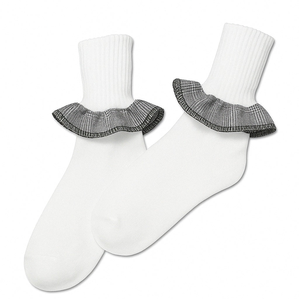 Socks Plaid Ruffle [1607]