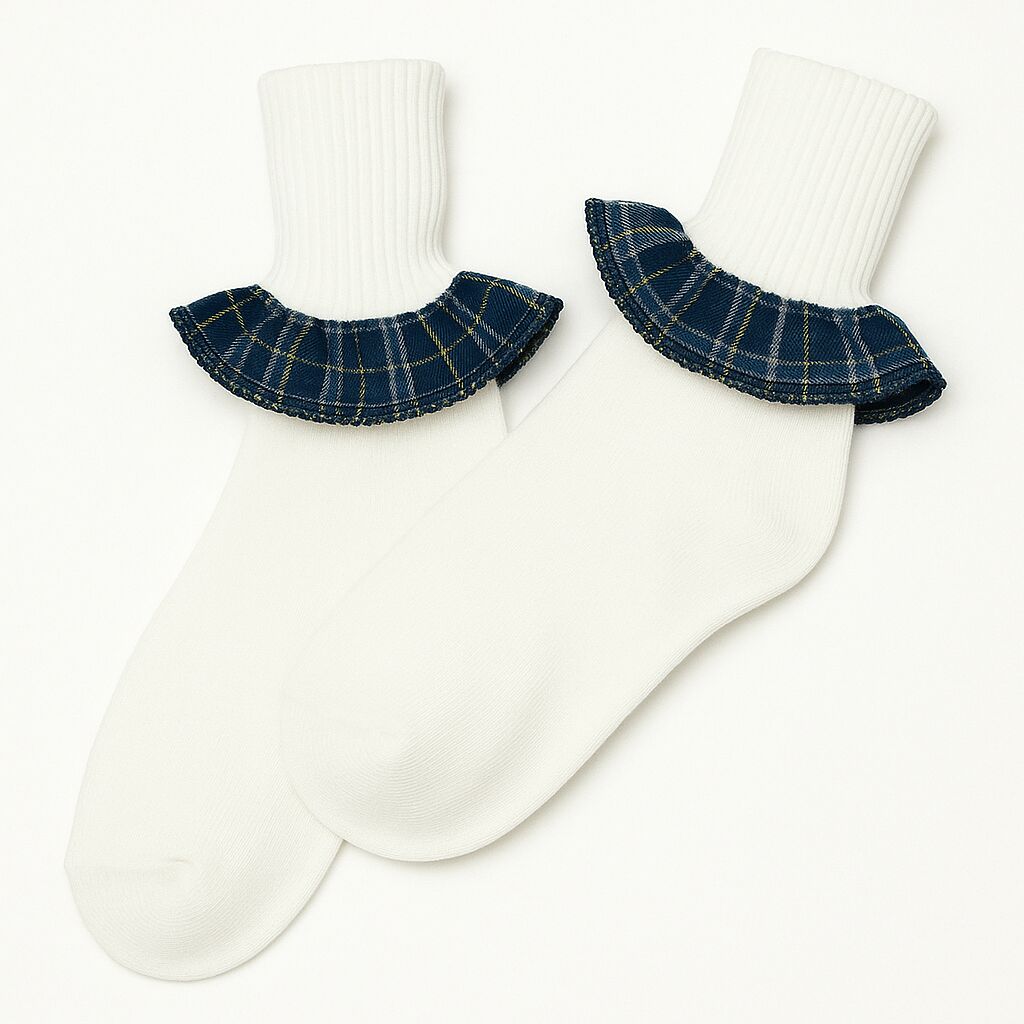 Socks Plaid Ruffle [1656]