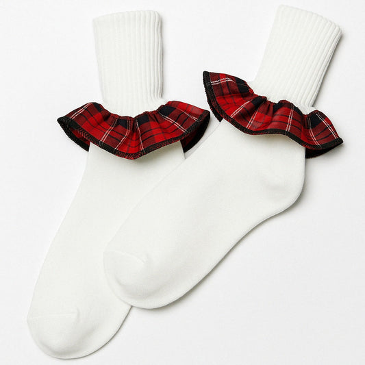 Socks Plaid Ruffle [1723]