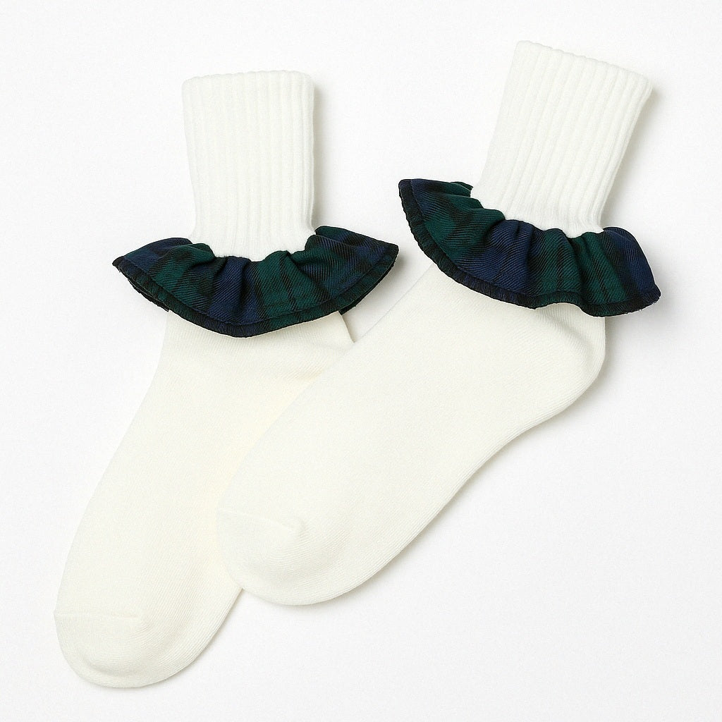 Socks Plaid Ruffle [1619]
