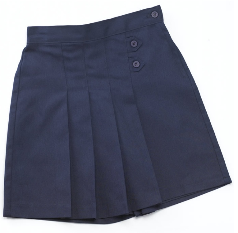 K-12 #2650 Pleated Tab Skort - Navy Blue