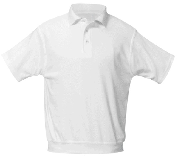 Unisex Interlock Knit Polo Shirt with Banded Bottom - Short Sleeve - White